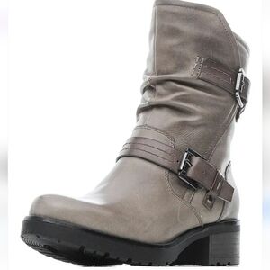 Earth Talus Moto Scrunchy‎ Boot, Leather Upper, Women's Size 9.5, Gray